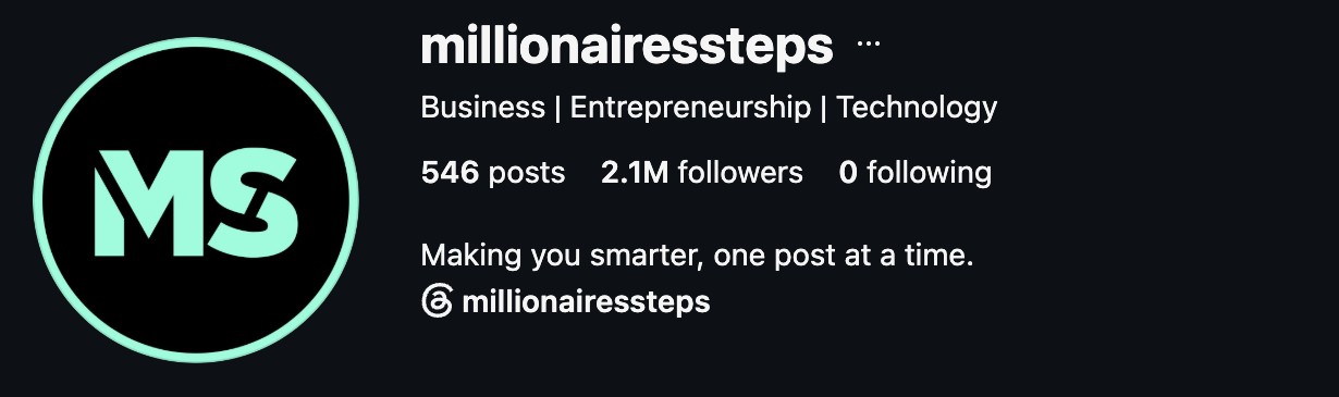 Kunal’s @millionairessteps Instagram page